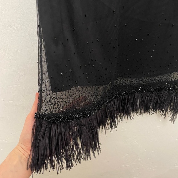 Vintage Sheer beaded and feather Tahari skirt - Picture 3 of 3